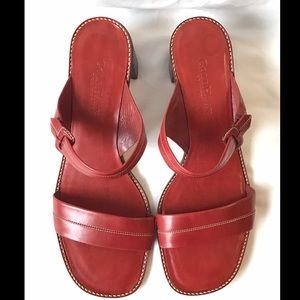 Cole Haan Red Leather Slip on Sandal, size 9